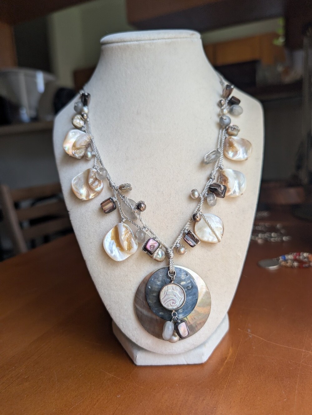 Silpada Sterling Silver Mother of Pearl Shell Boardwalk Necklace